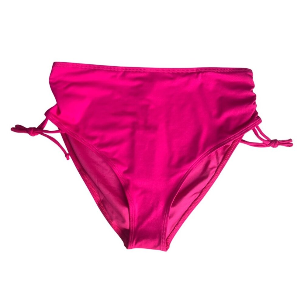 Zmart High Waisted Bikini Bottom Medium Hot Pink New Adjustable Side Ties